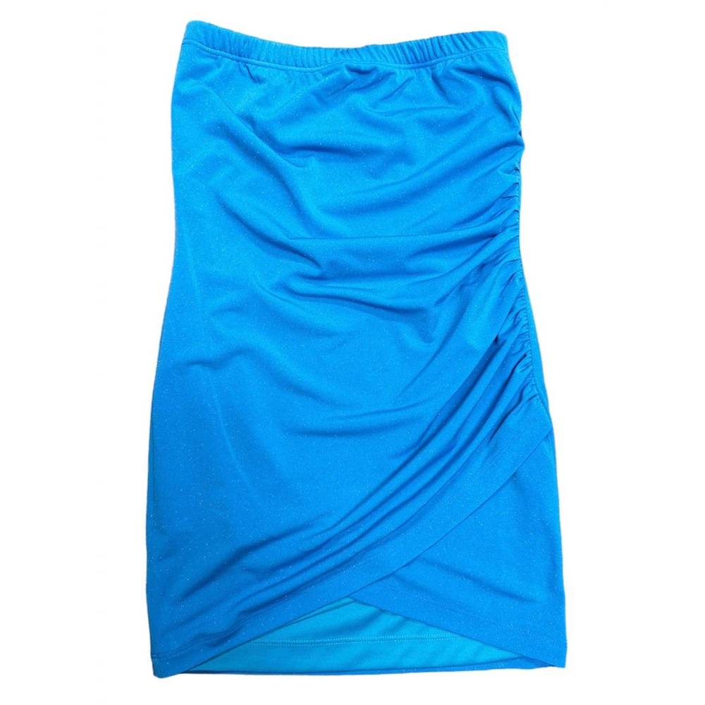 NEW BY DEBRA strapless glitter dress in turquoise